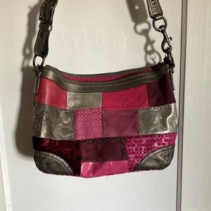 Coach Pink Holiday Patchwork Tote Bag